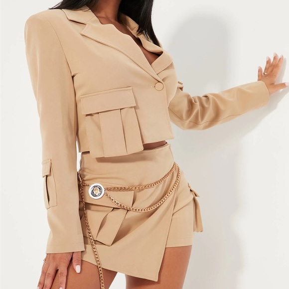 Fashion Nova Jackets & Blazers - NWT Fashion Nova Bossy Blazer Skort Set Taupe XS